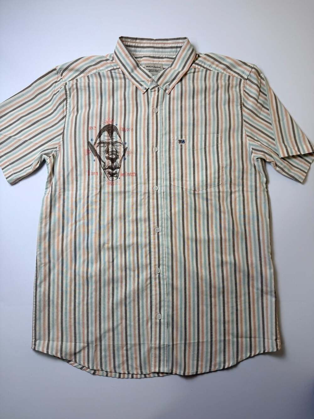 RVCA Men’s Jacobs Archive Stripe Woven Short Sleeve Button-Up Shirt